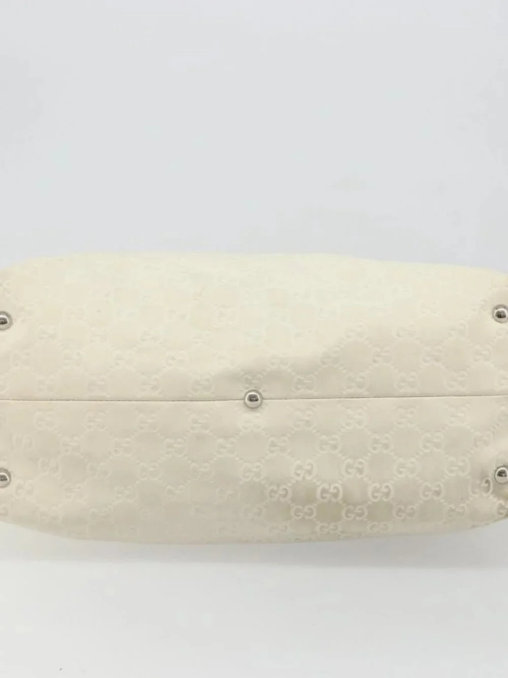 GUCCI GG Canvas Guccissima Hand Bag Leather White Silver 229852 Auth ka4829